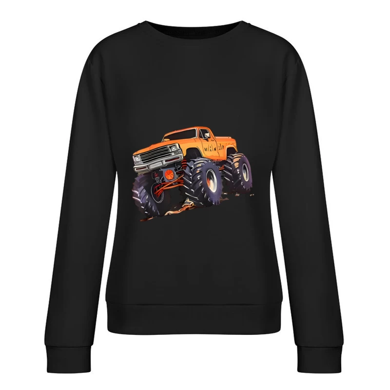 Camion monstre orange avec grandes roues Femme Sweat-shirt à enfiler
