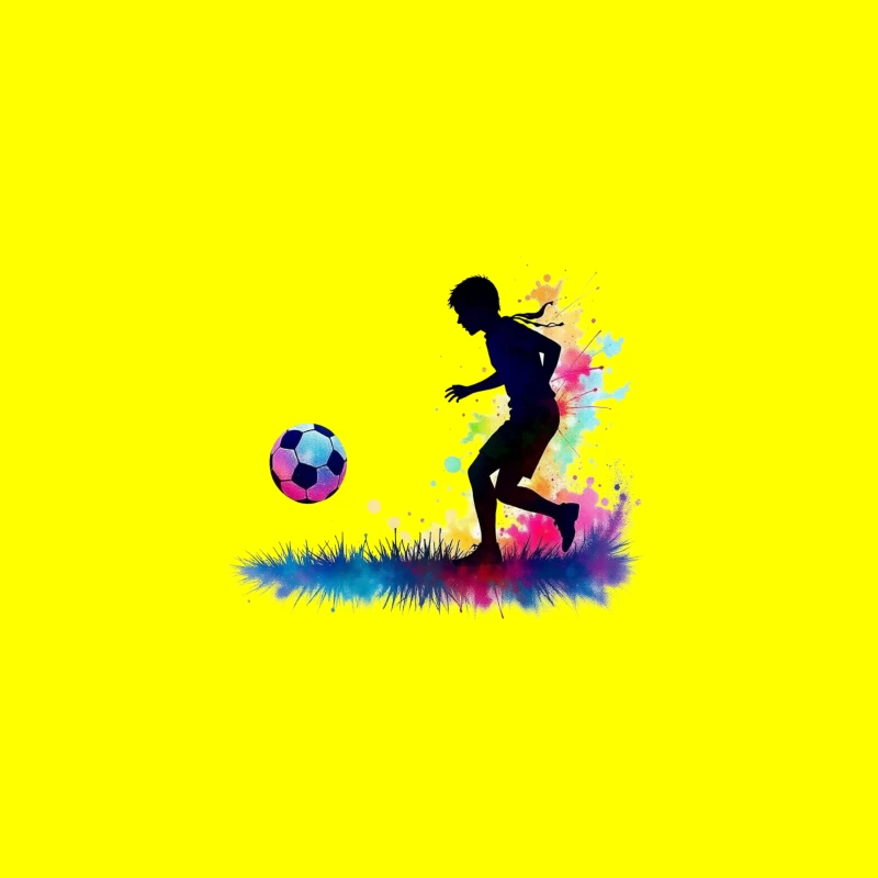 Silhouette of a Soccer Player with Color Splash Desk Mat