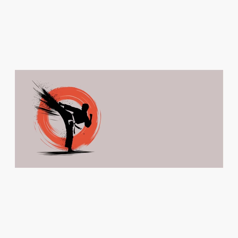 Dynamic Karate Kick Silhouette with Red Sun Circle Coffee Mug