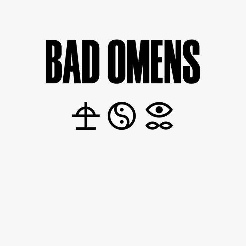 Bad Omens Band Logo with Mystical Symbols in Black and White Male Long Sleeve T-Shirt