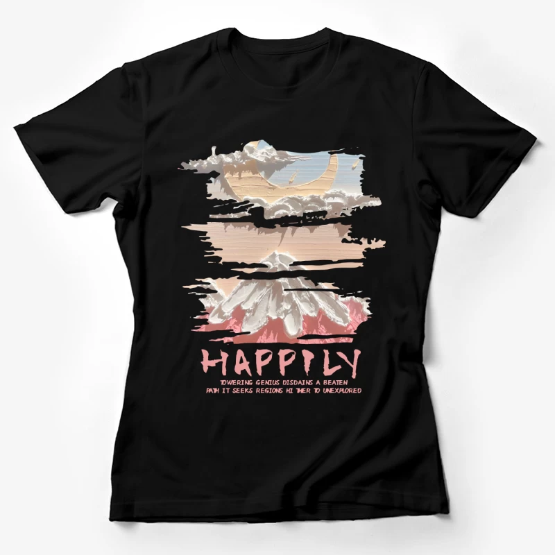 Wolkenberg und Mond Damen T-Shirt