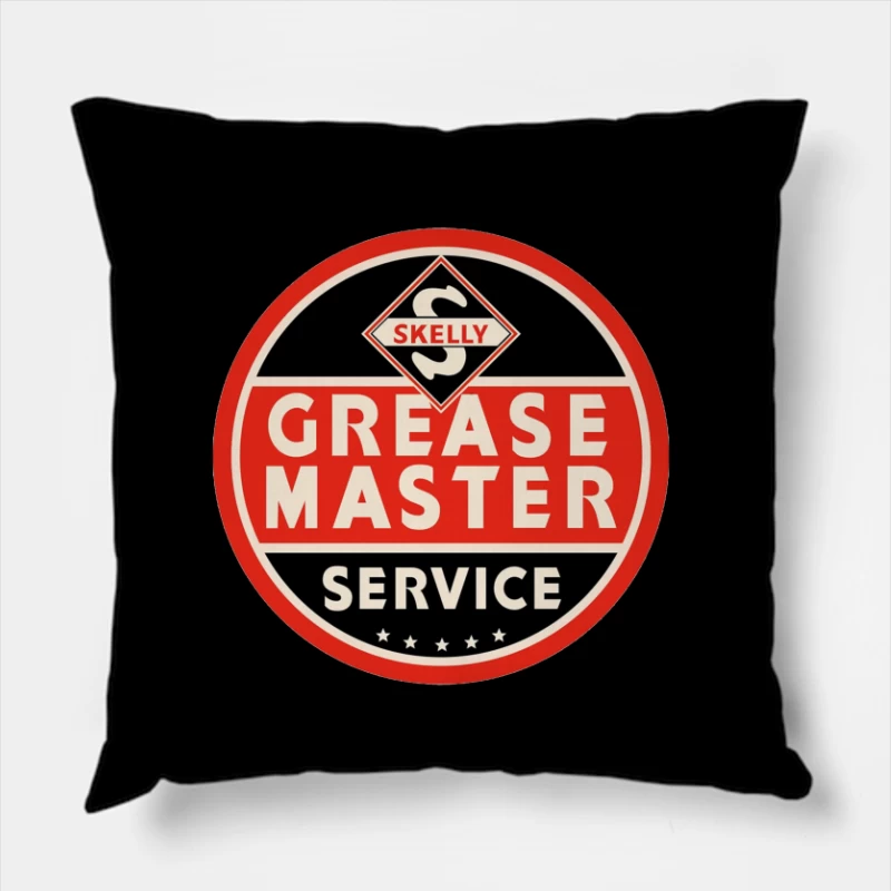 Vintage Skelly Grease Master Service Station Sign Throw Pillow