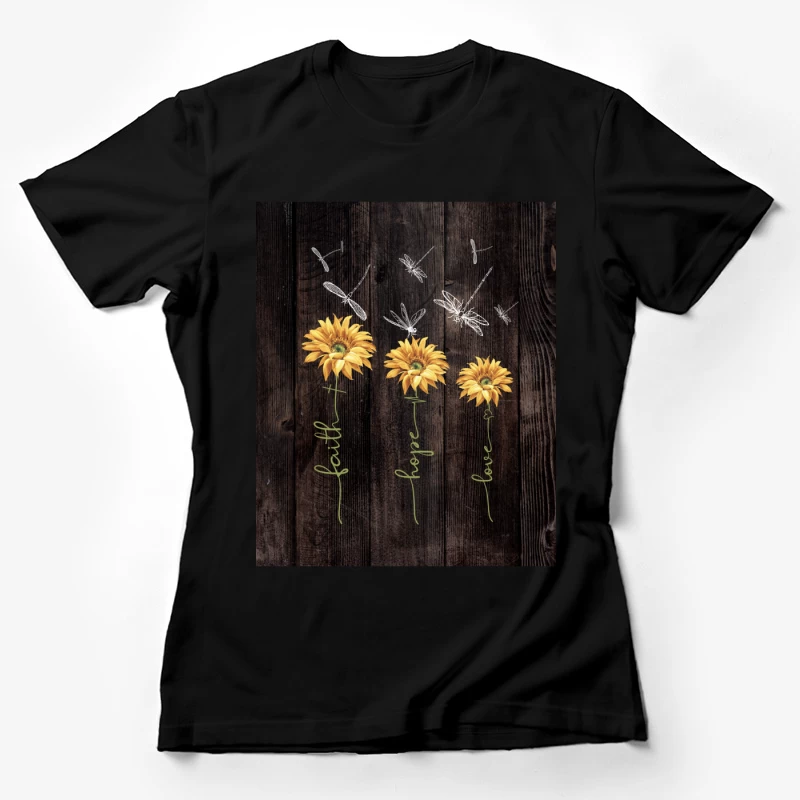 Fleurs et libellules sur fond boisé Femme T-Shirt