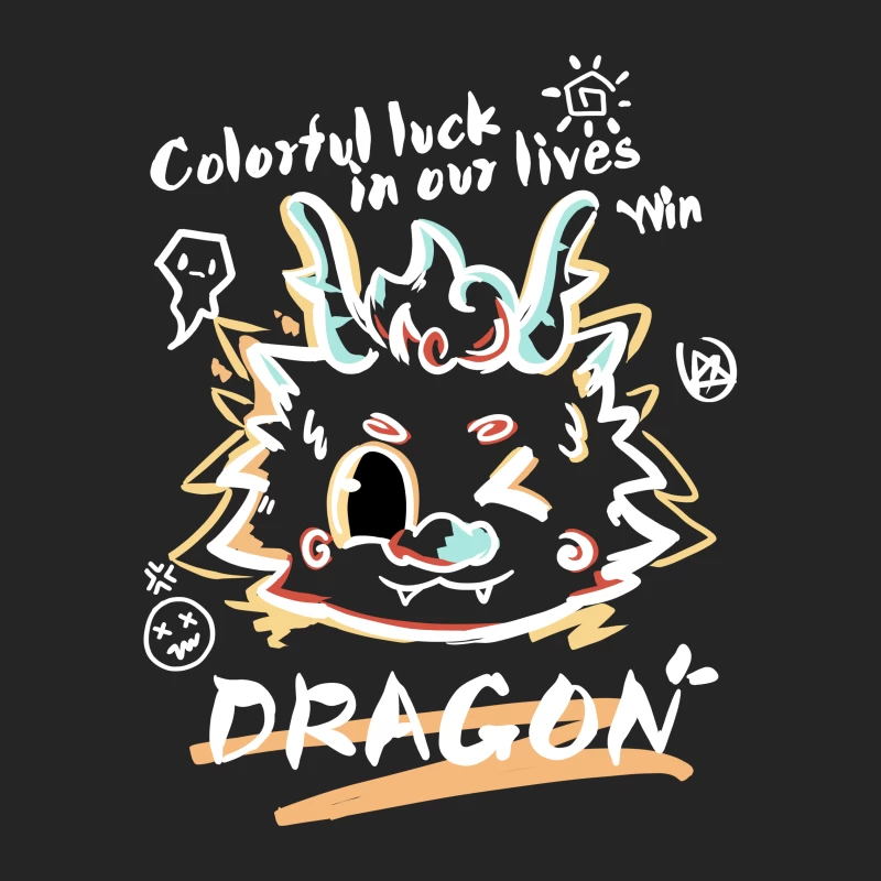 Bunter Glücksdrache Kunstdesign Herren Pullover Sweatshirt