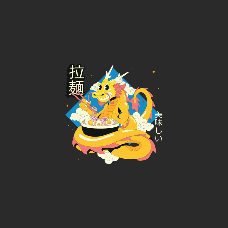 Colorful Cartoon Dragon Enjoying Chinese Ramen Noodle Baseball Cap