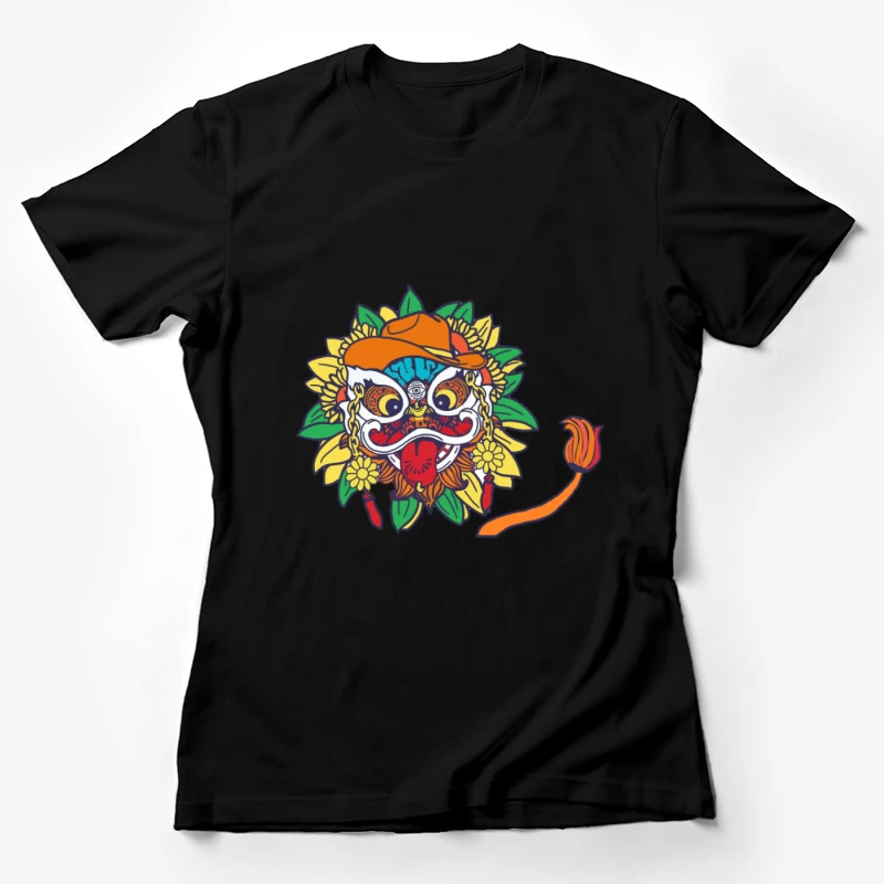 Traditionelle Maske mit Sonnenblume Damen T-Shirt