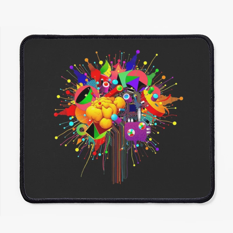 Vibrant Digital Brain: Creative Mind Explosion Mouse Pad