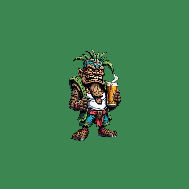 Angry Tribal Character with Beer Desk Mat