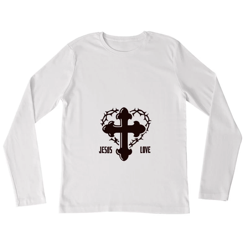 Kreuz der Liebe mit Dornenkrone Damen Langarm T-Shirt