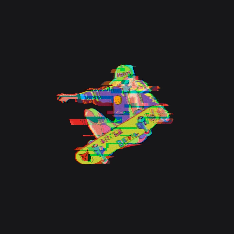Glitch-Schädel-Skateboarding Herren Pullover Hoodie