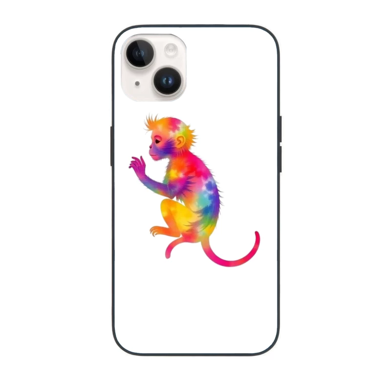 Rainbow Gradient Monkey Art iPhone Case