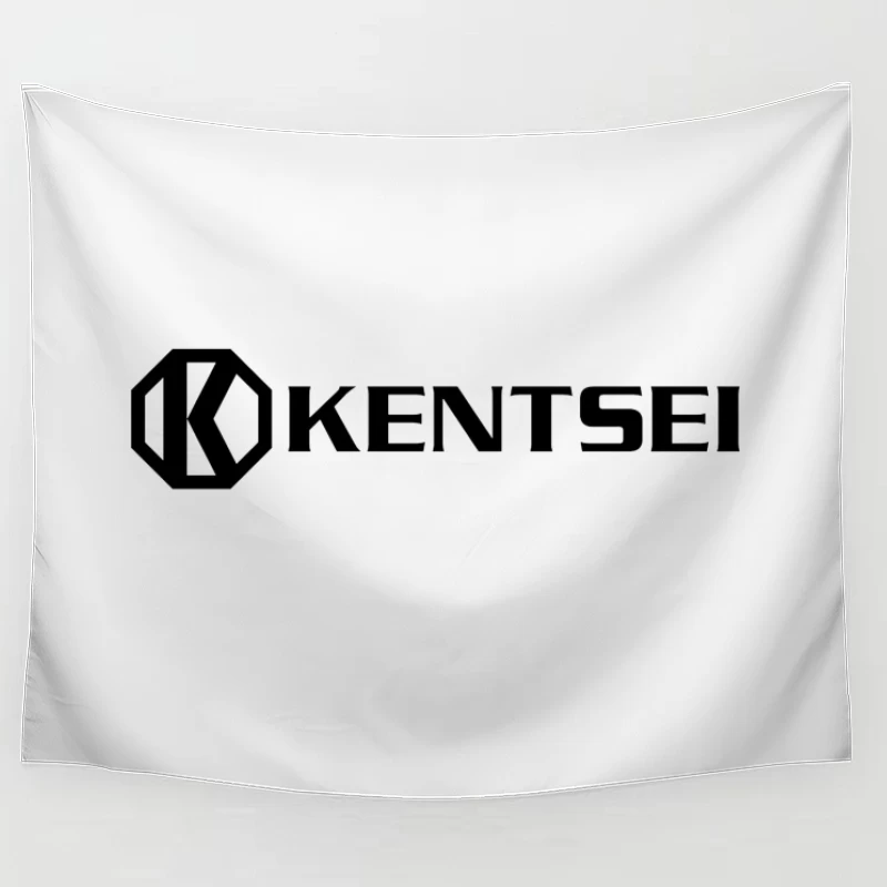 Kensei Black and White Geometric Brand Logo Tapestry