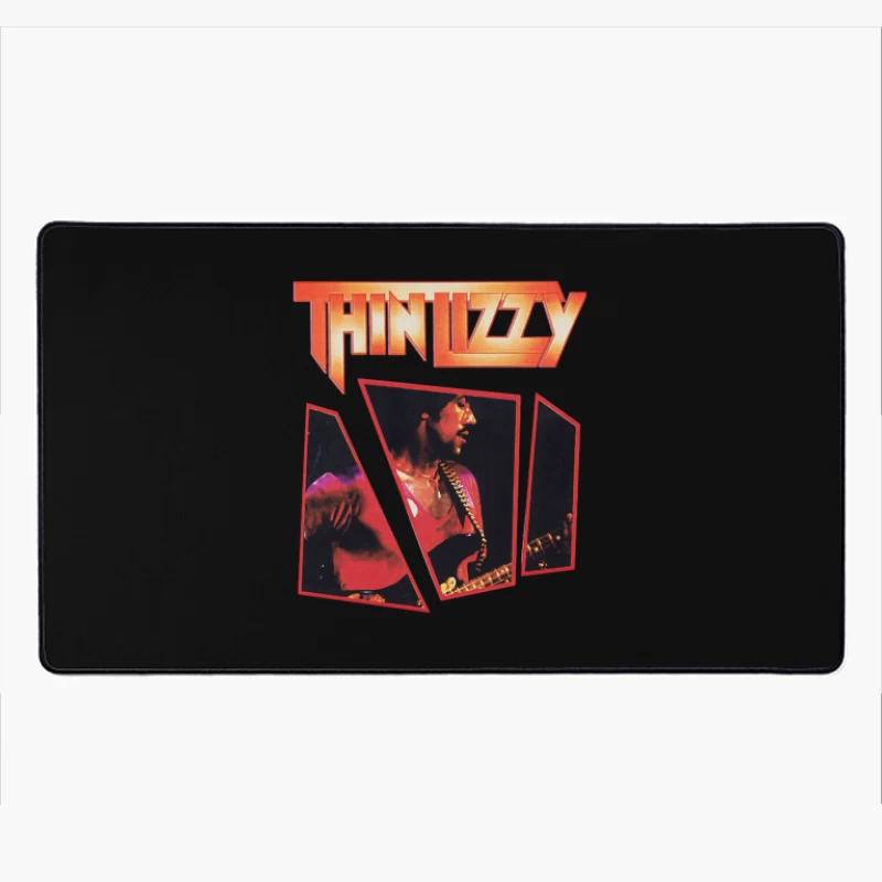 Thin Lizzy Vintage Concert Album Art with Red Typography Desk Mat