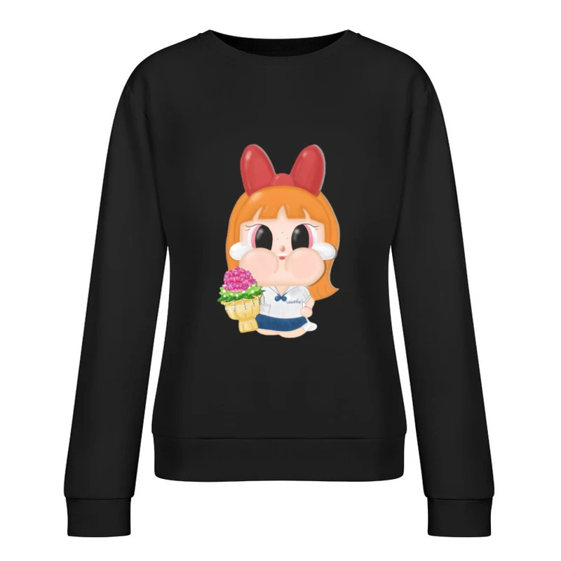 Schulmädchen mit Blumen Damen Pullover Sweatshirt