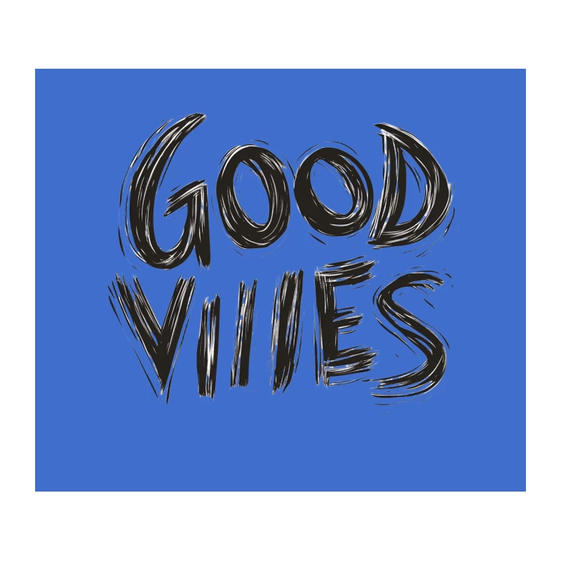 Handwritten Good Vibes Typography in Brush Stroke Style Tapestry