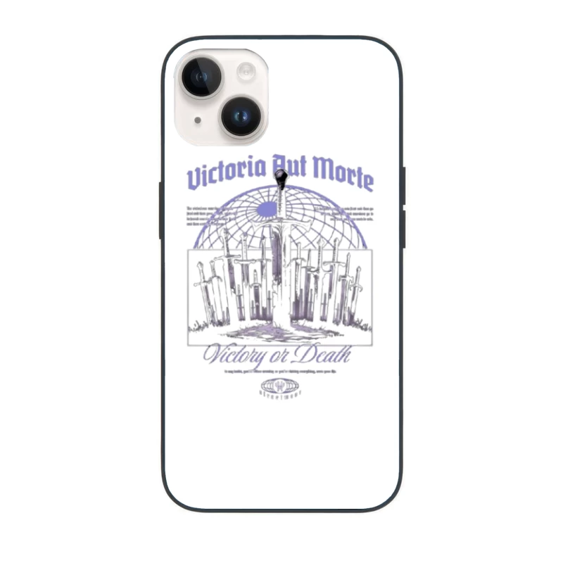 Gothic Medieval Swords Victory or Death Illustration iPhone Case