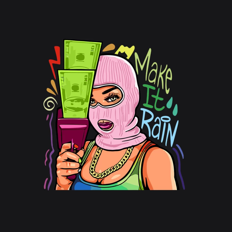 Frau mit Skimaske und Geld, Kunstdesign Herren Pullover Hoodie