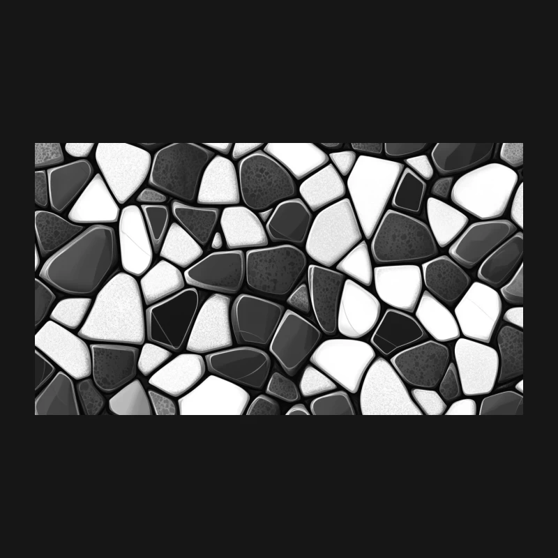 Abstract Black and White Pebble Mosaic Pattern Desk Mat