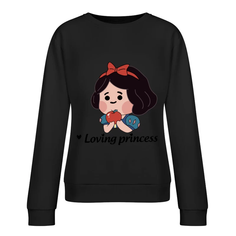 Liebenswerte Prinzessin mit Apfel Damen Pullover Sweatshirt