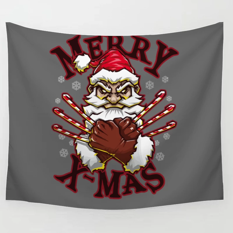 Muscle Santa: Merry X-Mas with Attitude Tapestry