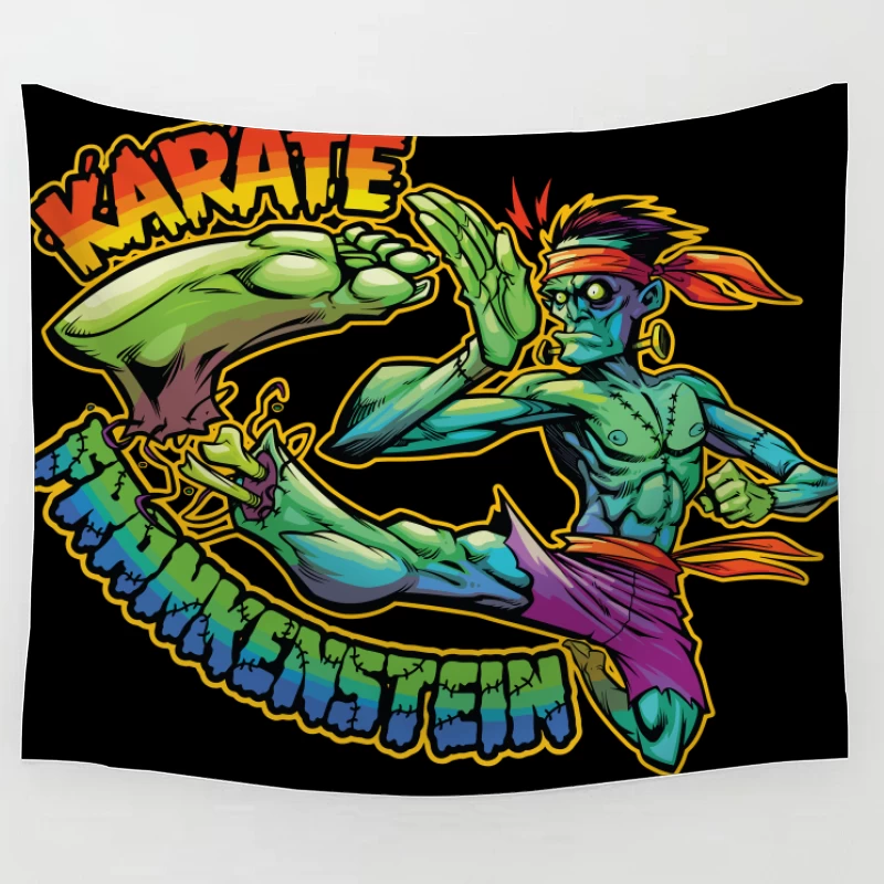 Karate Frankenstein Character Design Tapestry