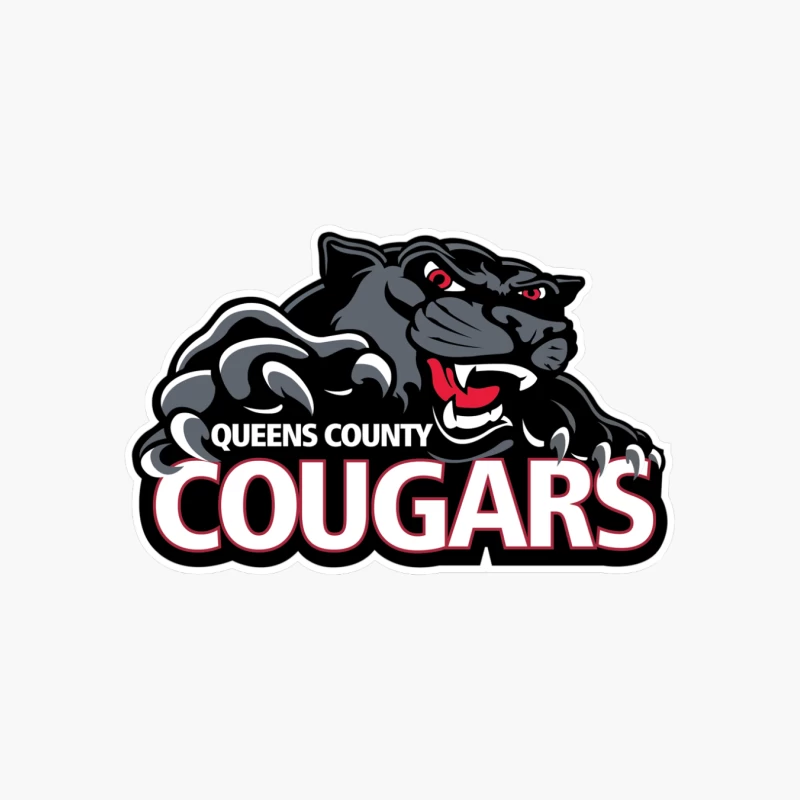 Queens County Cougars Sports Team Logo with Black Cougar Mascot Cotton Tote Bag