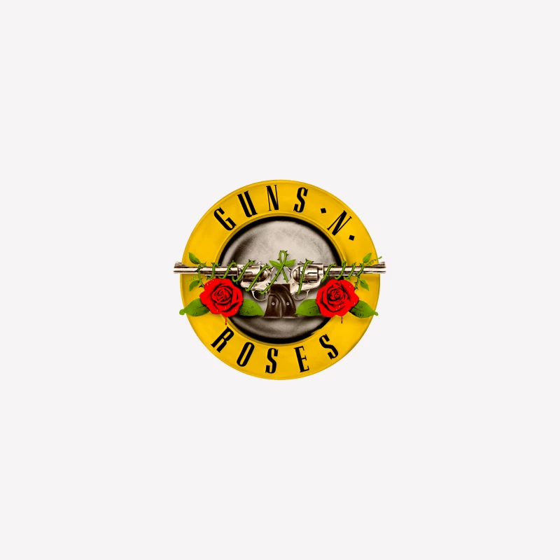 Guns N' Roses Classic Rock Band Logo with Pistols and Roses Male T-Shirt