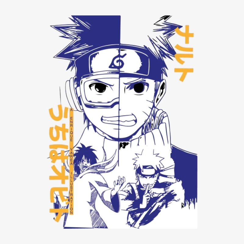 Naruto Doppelporträt Illustrationsdesign Damen Pullover Sweatshirt