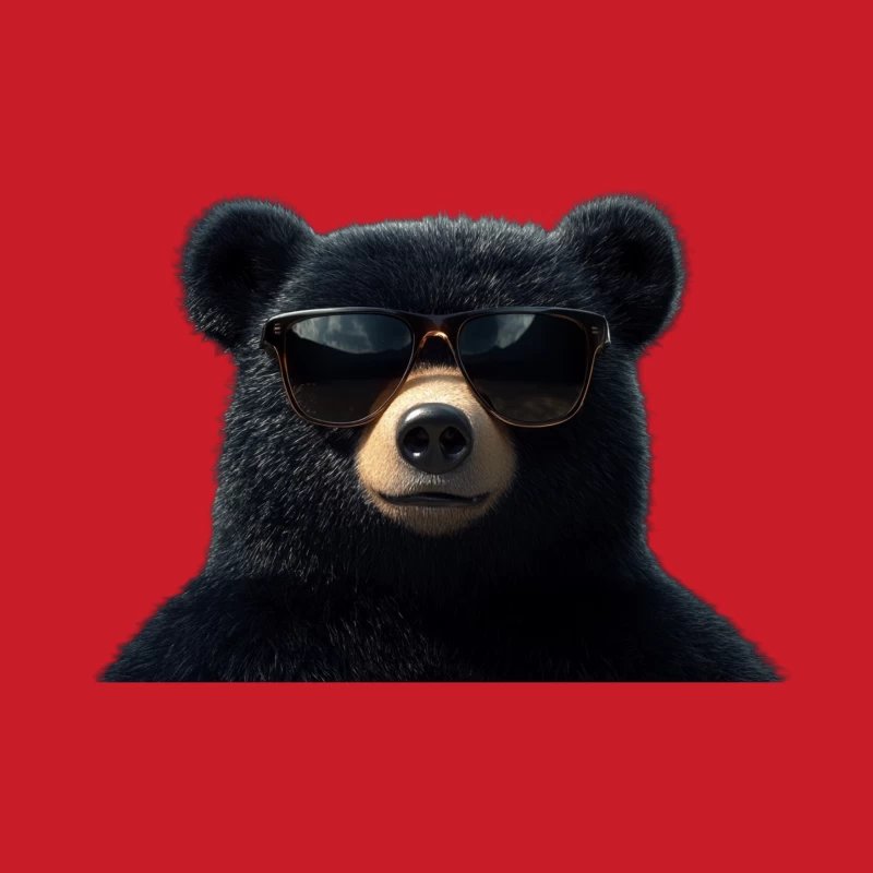 Cool Black Bear Wearing Sunglasses: Cartoon Character Female Pullover Hoodie