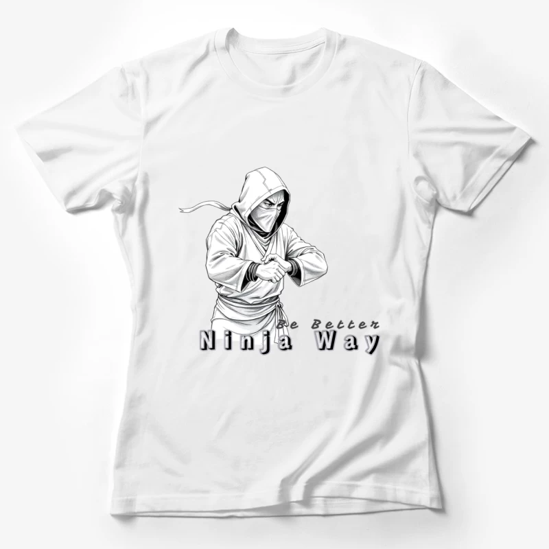 Masked Ninja Warrior in White Hood - The Ninja Way Female T-Shirt