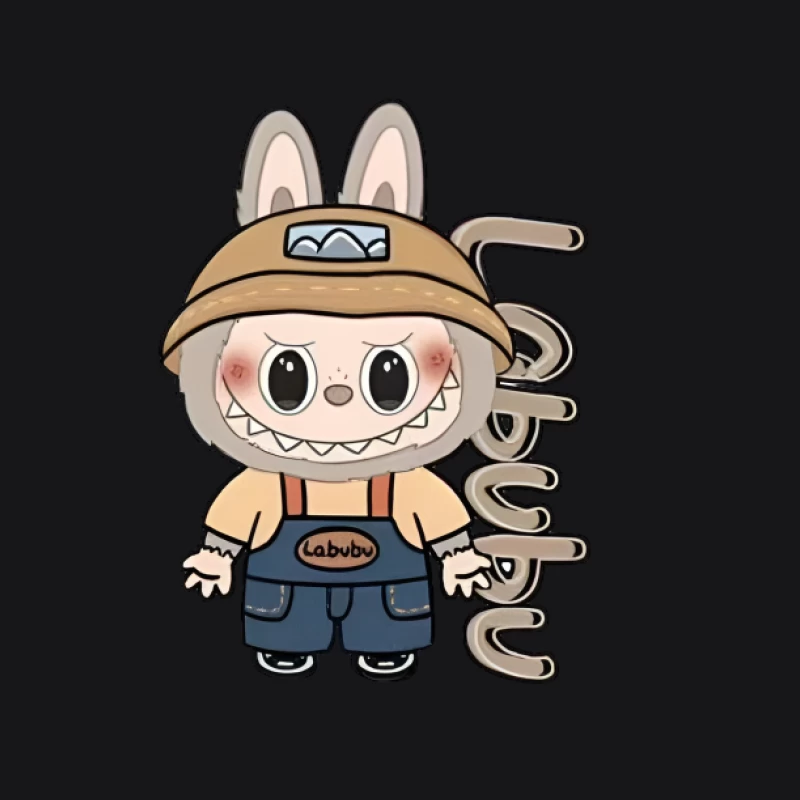 Niedliche Labubu-Figur mit Hasenohren Herren Pullover Hoodie