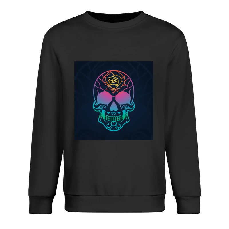 Crâne coloré avec rose Homme Sweat-shirt à enfiler