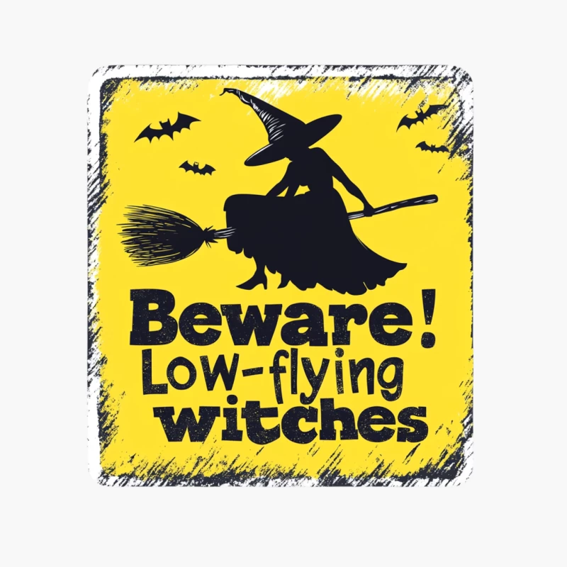 Humorous Halloween Warning Sign: Beware of Low-Flying Witches Cotton Tote Bag