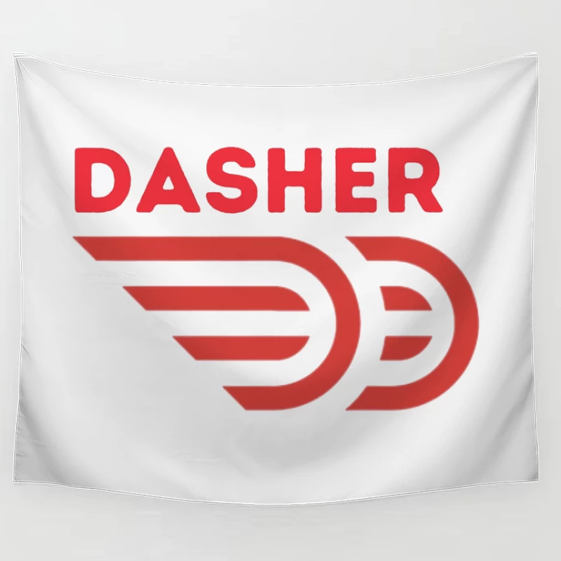 Red Minimalist Dasher Delivery Service Logo Tapestry