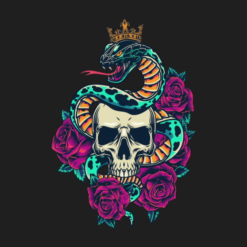 Schlange und Totenkopf mit Rosen Herren Tanktops