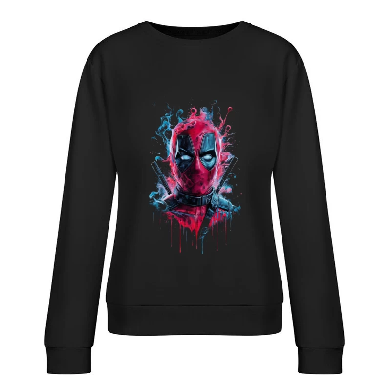 Deadpool Comic Art Illustration Female Pullover Sweatshirt