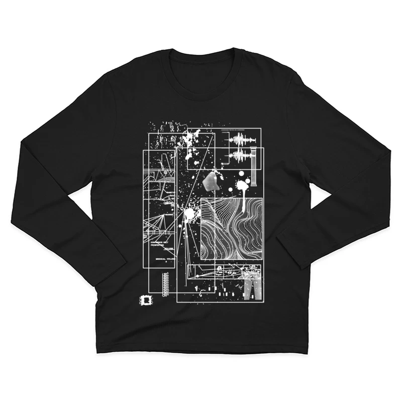 Abstrakte Geometrie und Klangwellen Herren Langarm T-Shirt