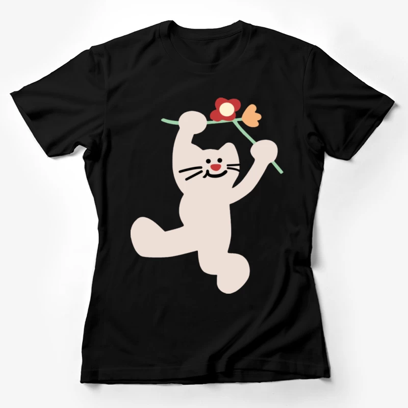 Fröhliche Katze mit Blumen Damen T-Shirt