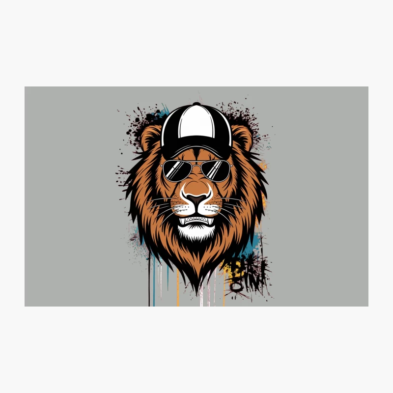 Cool Urban Lion with Sunglasses and Cap in Graffiti Style Travel Mug