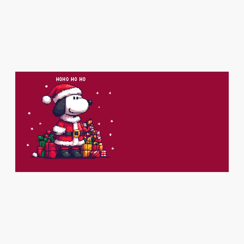 Pixel Art Christmas Dog in Santa Costume with Holiday Gifts Coffee Mug