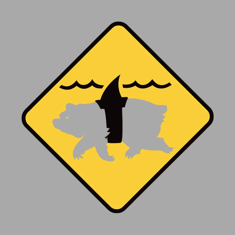 Unusual Wildlife Warning: Polar Bear with Shark Fin Female Pullover Hoodie