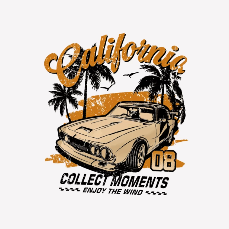 Kalifornien Vintage Auto und Palmen Damen T-Shirt