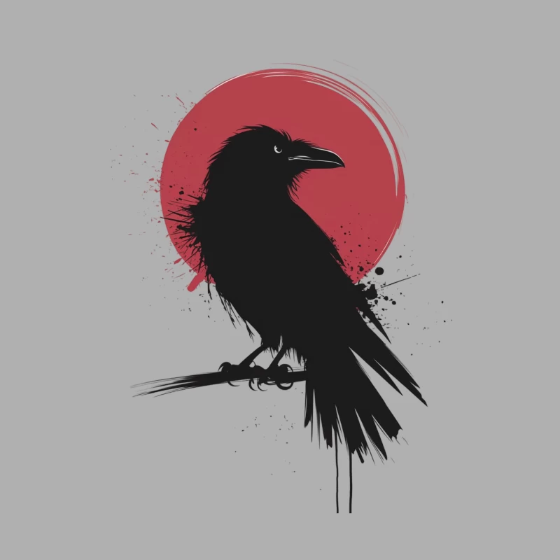 Gothic Raven Silhouette Against Red Sun Male Tank Top