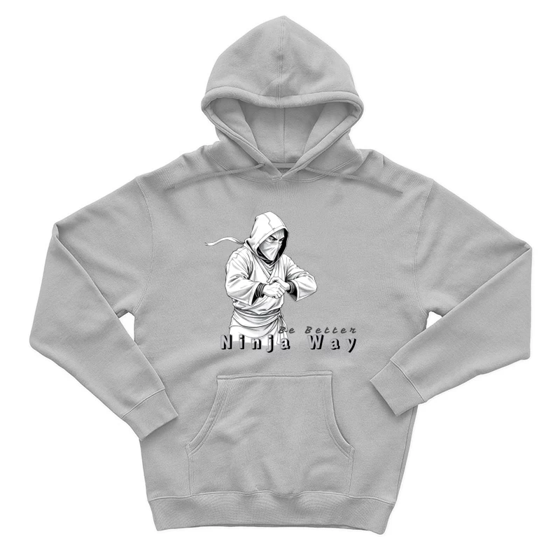 Masked Ninja Warrior in White Hood - The Ninja Way Male Pullover Hoodie