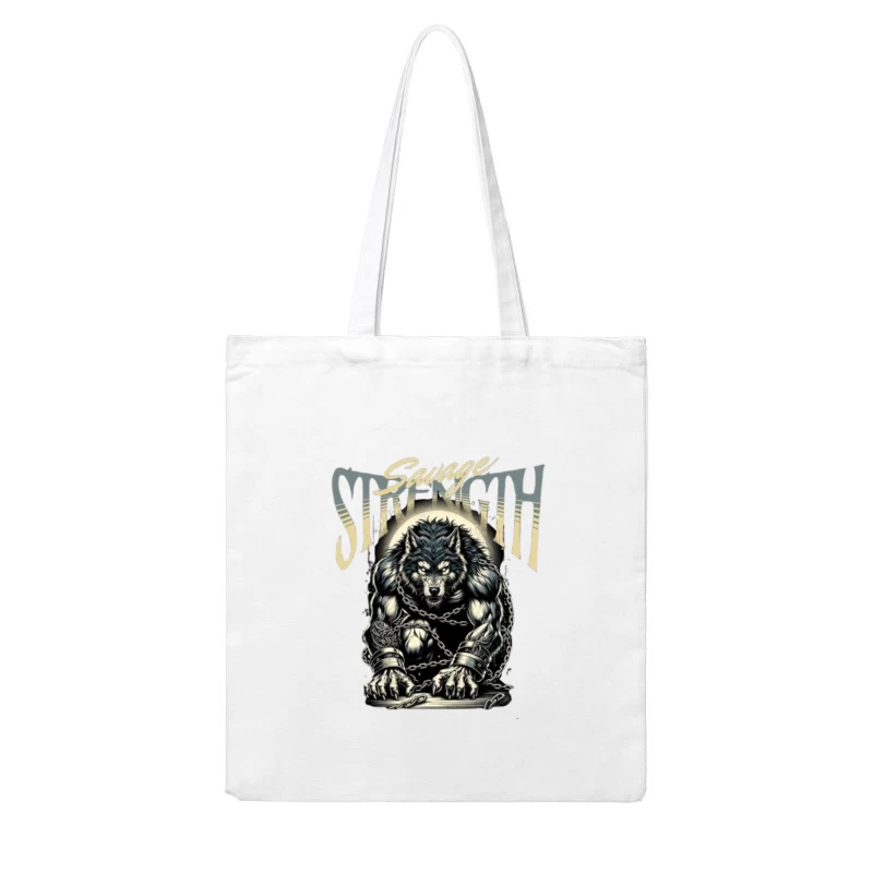 Savage Strength: Chained Werewolf Dark Art Cotton Tote Bag