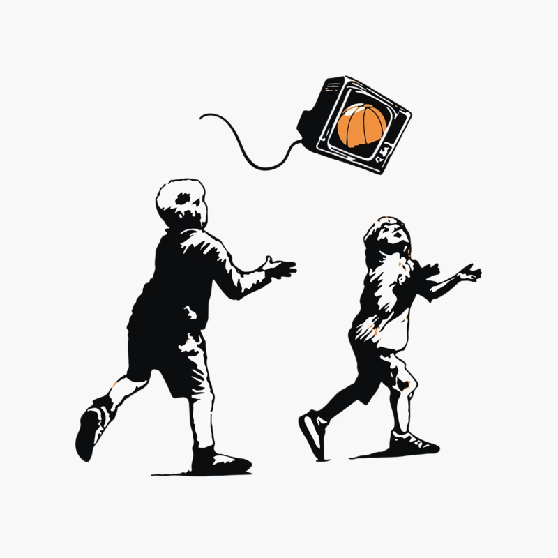 Banksy Kids Play T.V. Ball Cotton Tote Bag