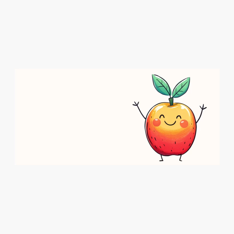 Cheerful Cartoon Apple: A Cute and Happy Fruit Character Coffee Mug