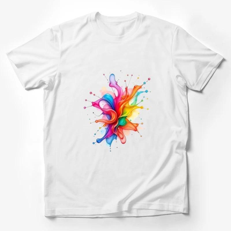 Vibrant Rainbow Watercolor Splash Abstract Art Male T-Shirt