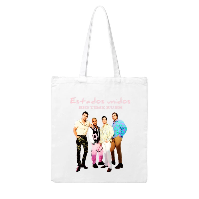 90s Boy Band Big Time Rush in Colorful Fashion Photoshoot Cotton Tote Bag