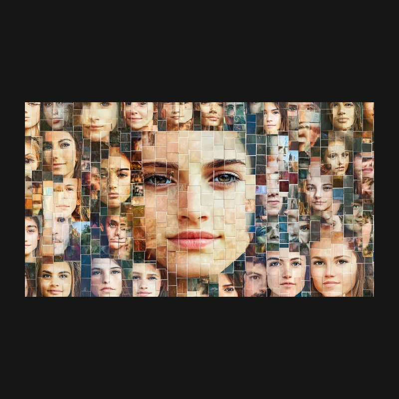Diverse Mosaic of Women's Portraits Desk Mat